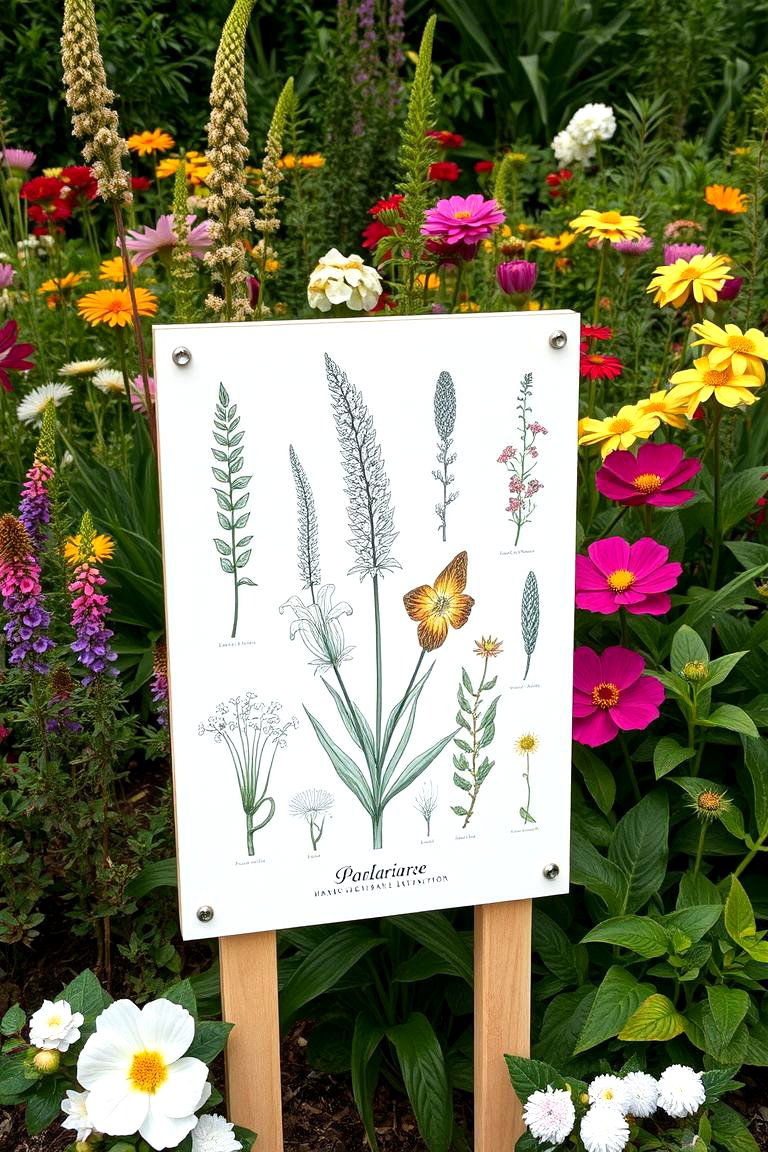 Botanical Illustration Garden Sign - 24 Garden Sign Ideas