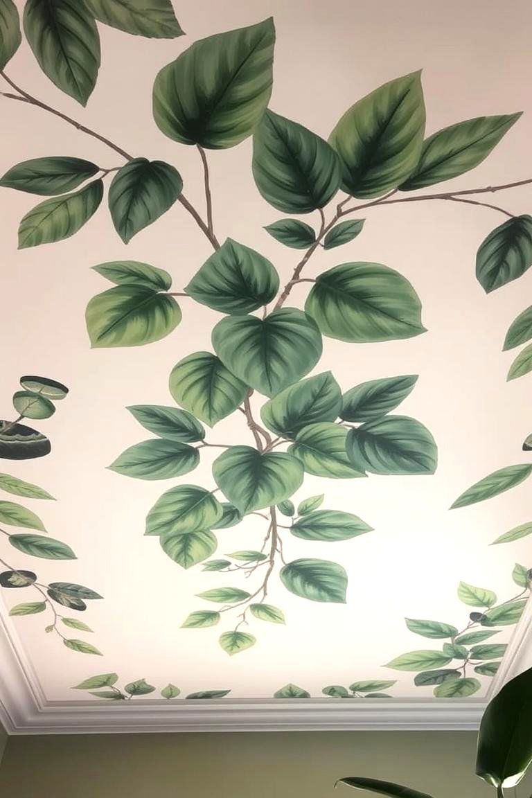 Botanical Mural Ceiling - 24 Green Ceiling Ideas