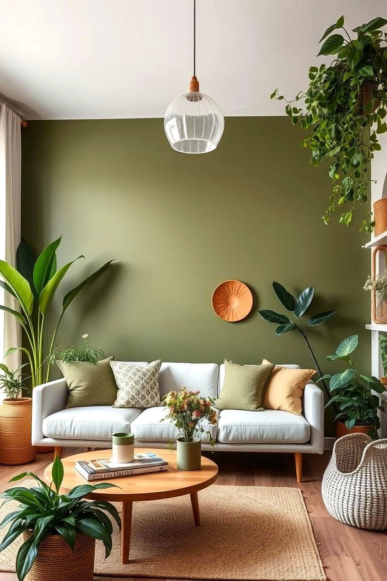 Botanical Olive Accents - 24 Olive Green Accent Wall Ideas