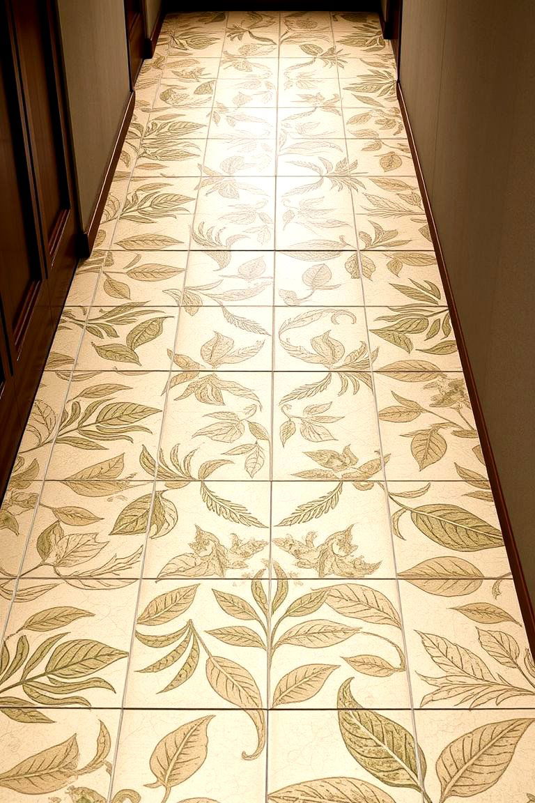 Botanical Patterned Flooring - 24 Green Hallway Ideas