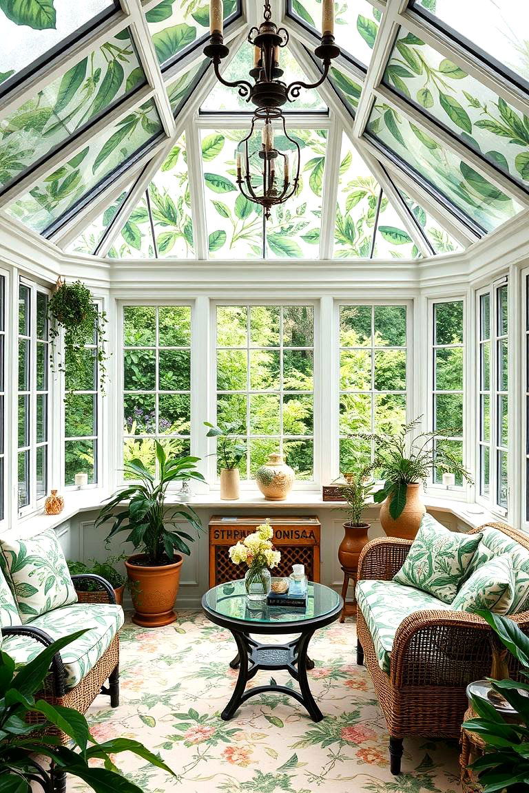 Botanical Print Decor Embracing Nature - 24 Victorian Sunroom Ideas