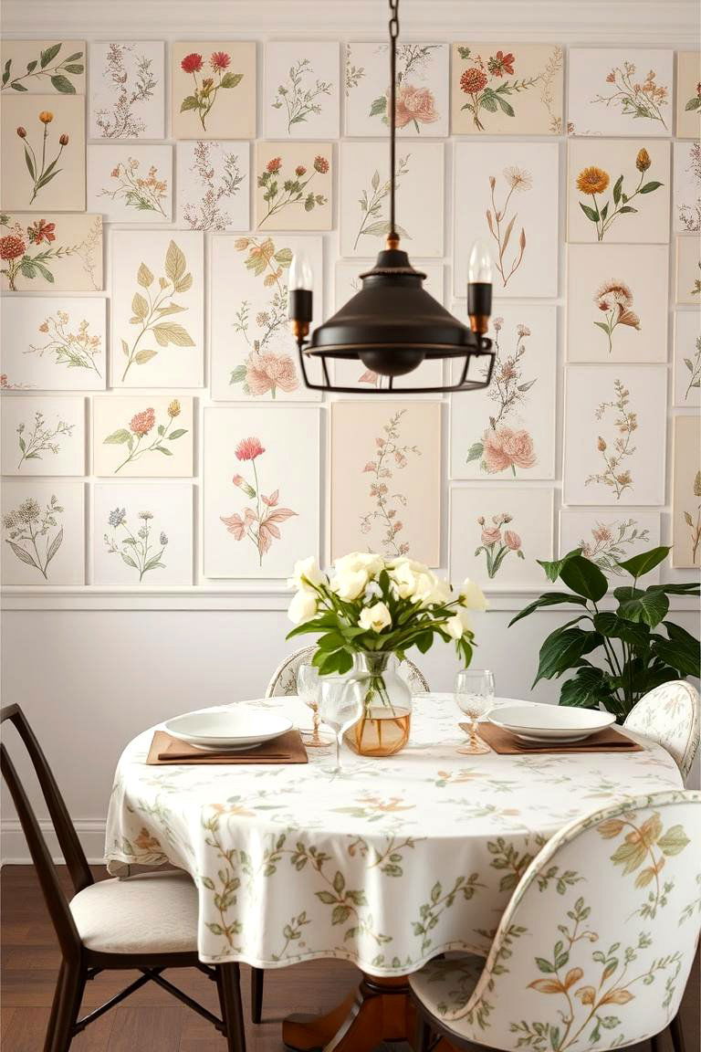 Botanical Prints Collage - 24 Dining Room Wall Decor Ideas