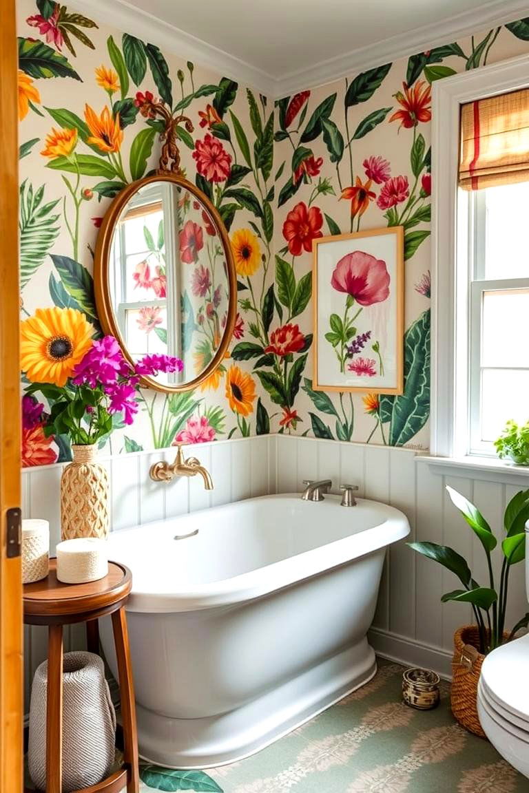 Botanical Prints and Decor - 24 Natural Bathroom Ideas