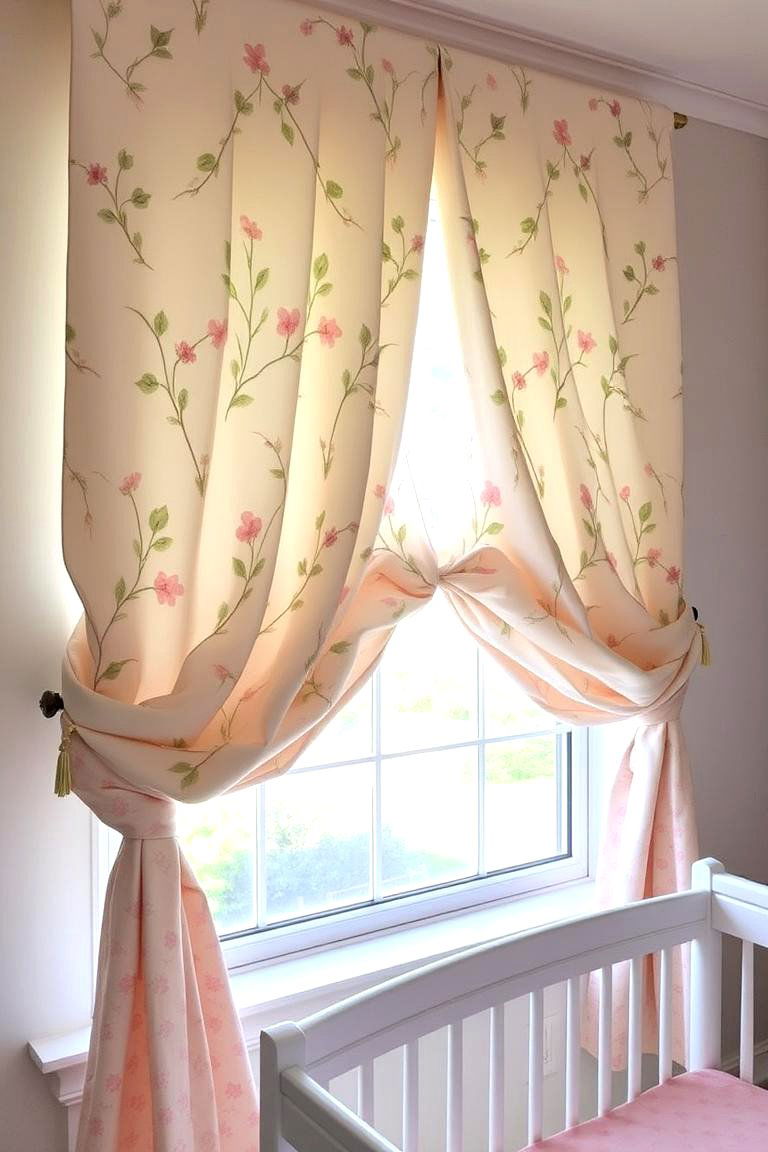 Botanical Window Treatments - 24 Pink and Green Nursery Ideas