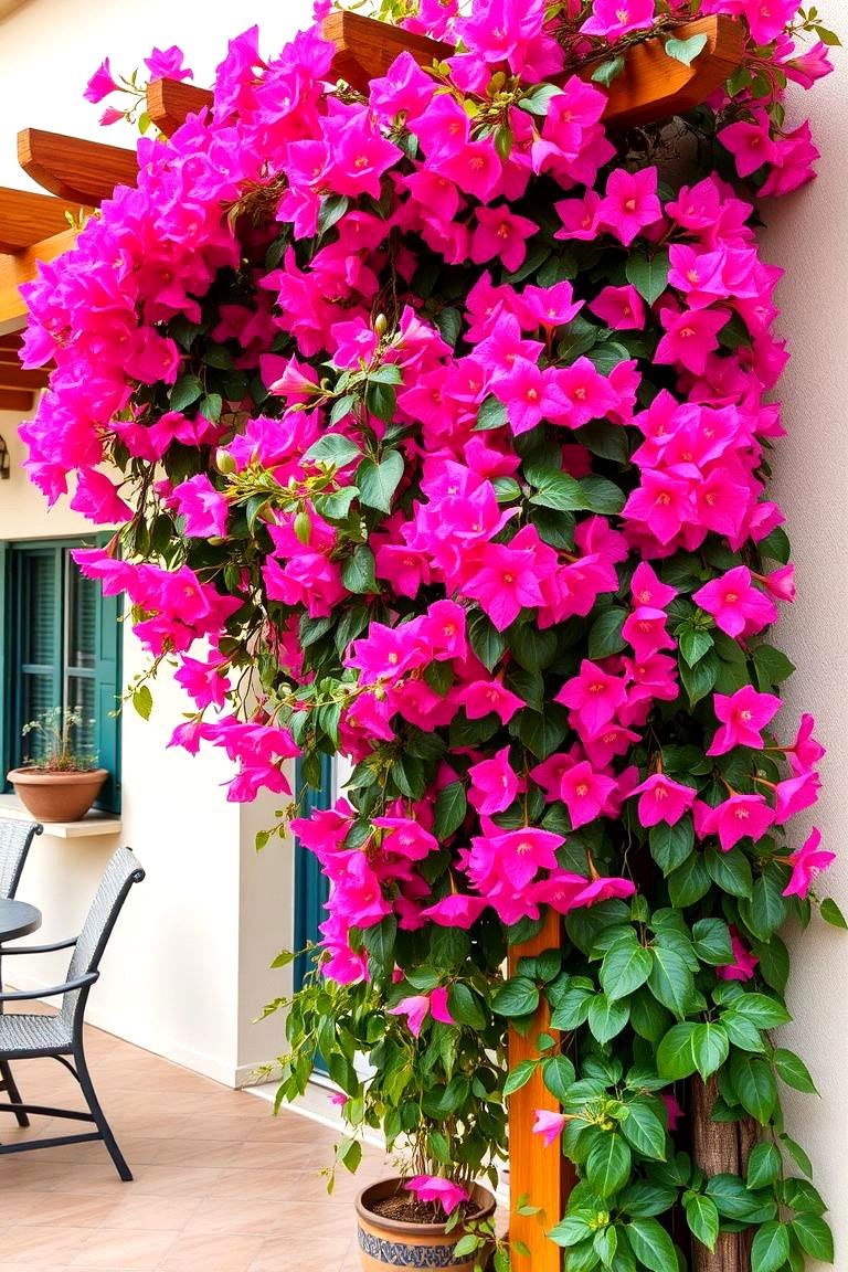 Bougainvillea Trellis - 24 Mediterranean Patio Ideas