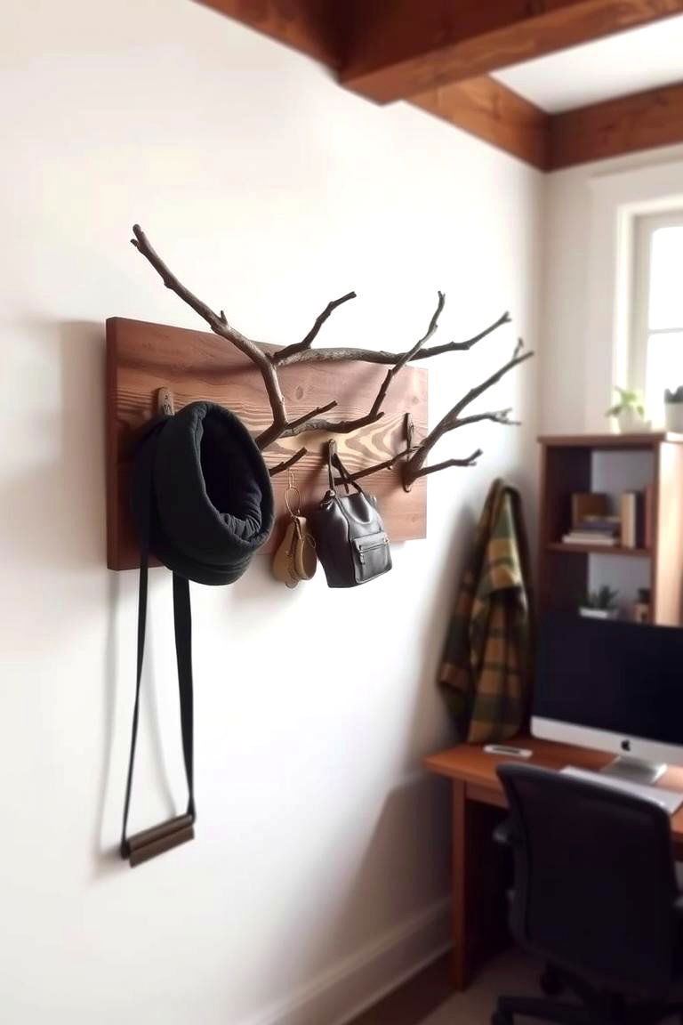 Branch Coat Rack - 24 Rustic Home Office Ideas
