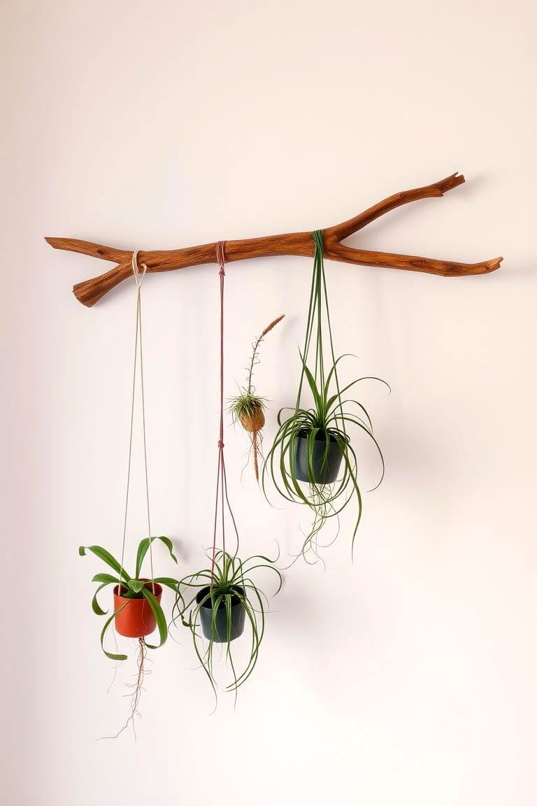 Branch Plant Display - 24 Indoor Plant Wall Ideas
