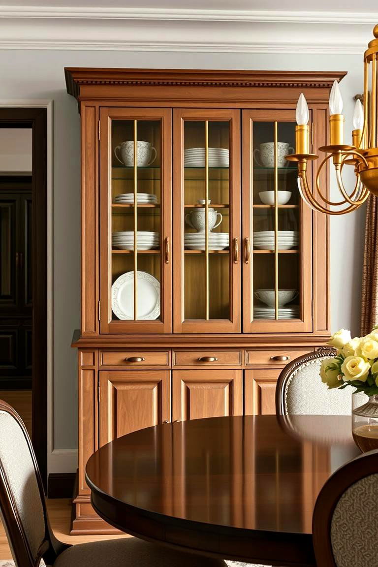 Brass Accented Hutch - 24 Dining Room Hutch Ideas