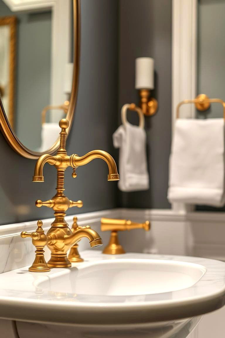 Brass Accents to Exude Victorian Luxury - 24 Victorian Bathroom Ideas