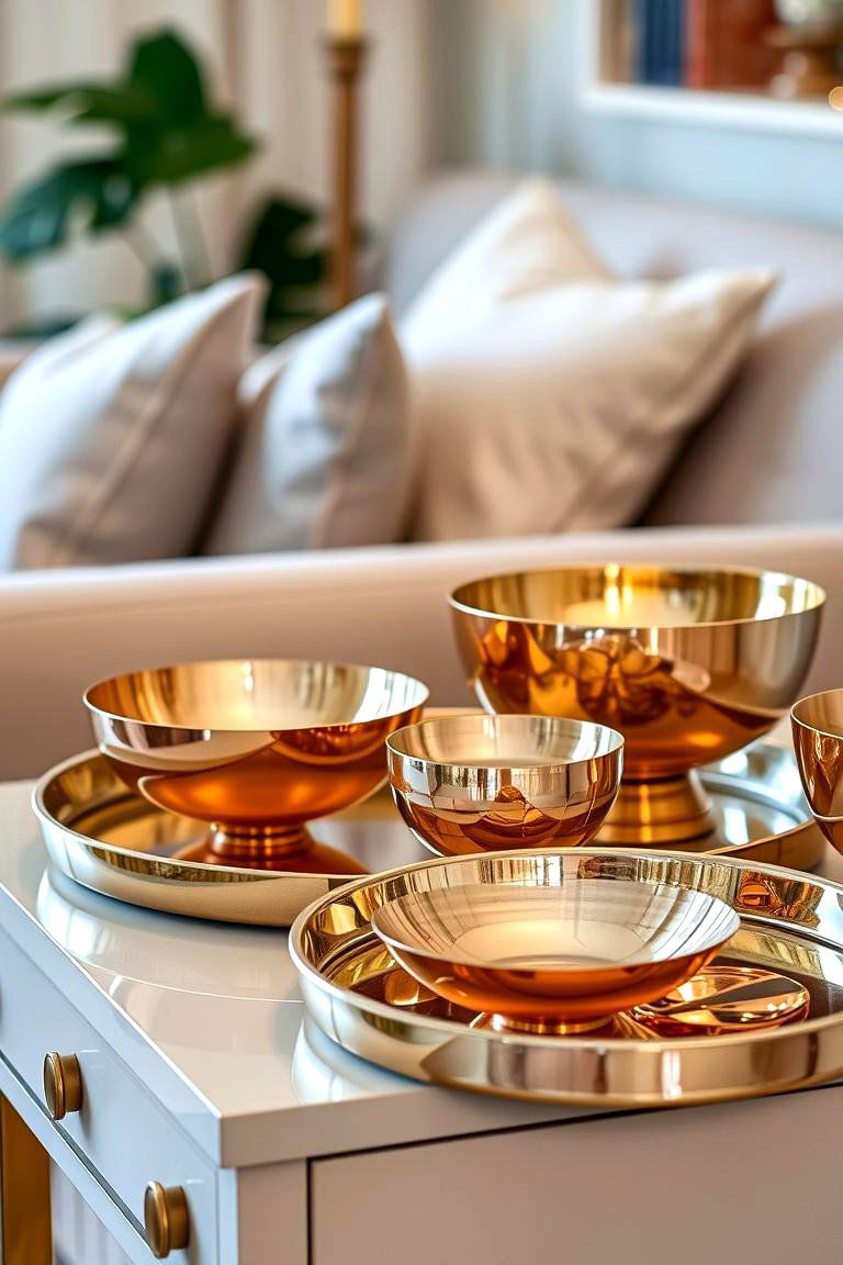 Brass and Copper Accents - 24 Moroccan Living Room Ideas