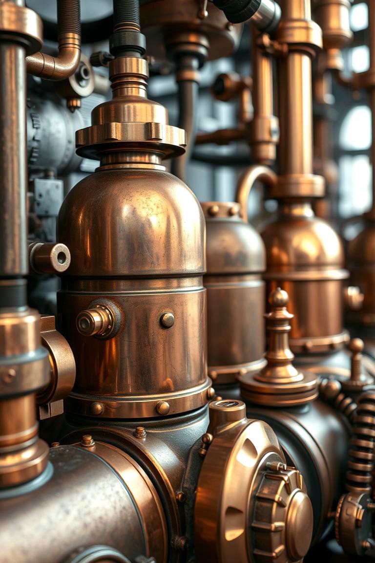 Brass and Copper Mix - 24 Steampunk Living Room Ideas