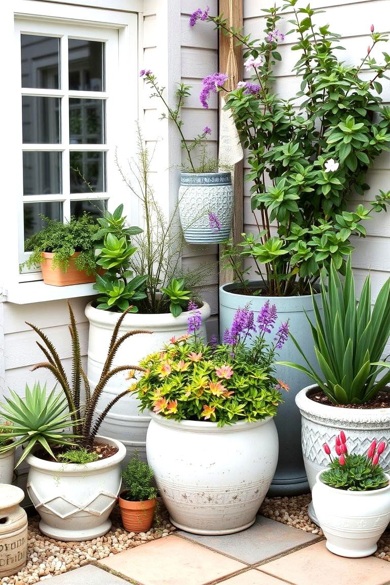 Breezy Coastal Pots - 24 Corner Garden Ideas With Pots