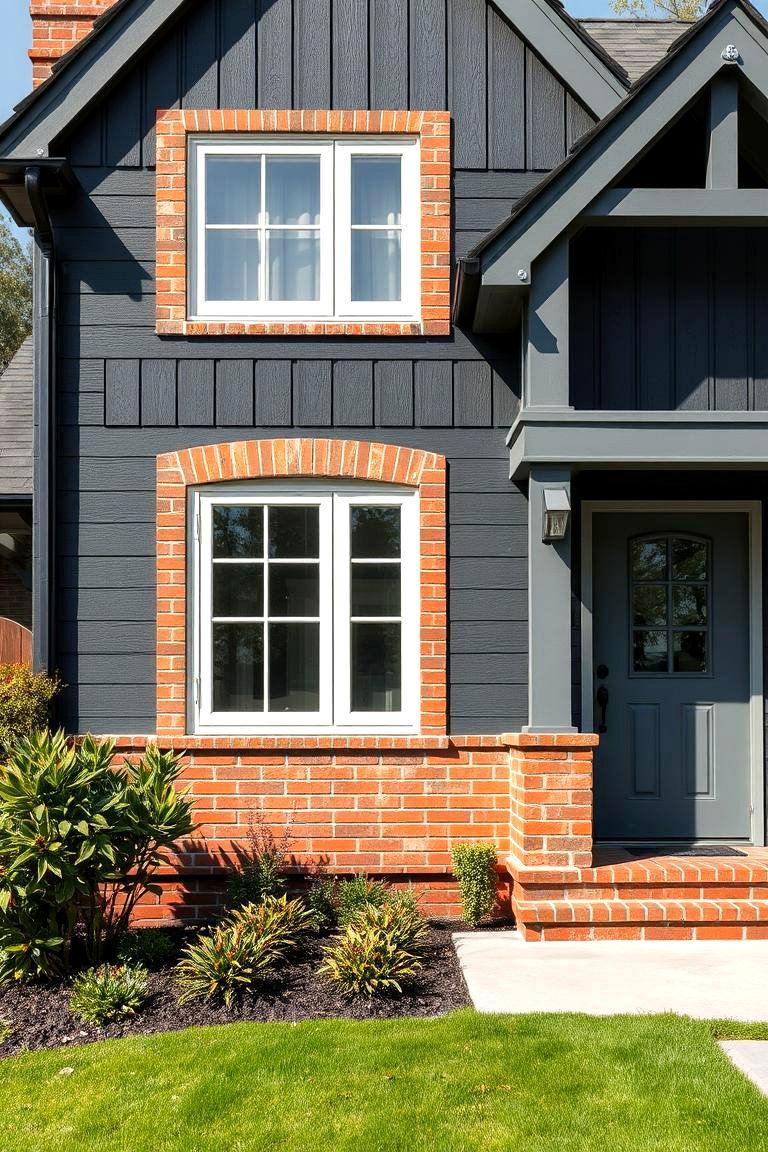 Brick Accent Enhancements - 24 Dark Grey House Exterior Ideas