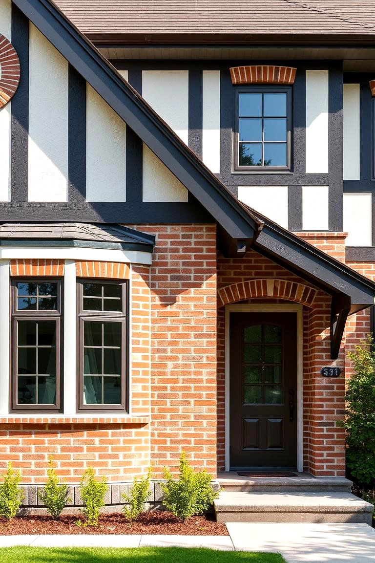 Brick Accents on Modern Facades - 24 Modern Tudor Exterior Inspiration