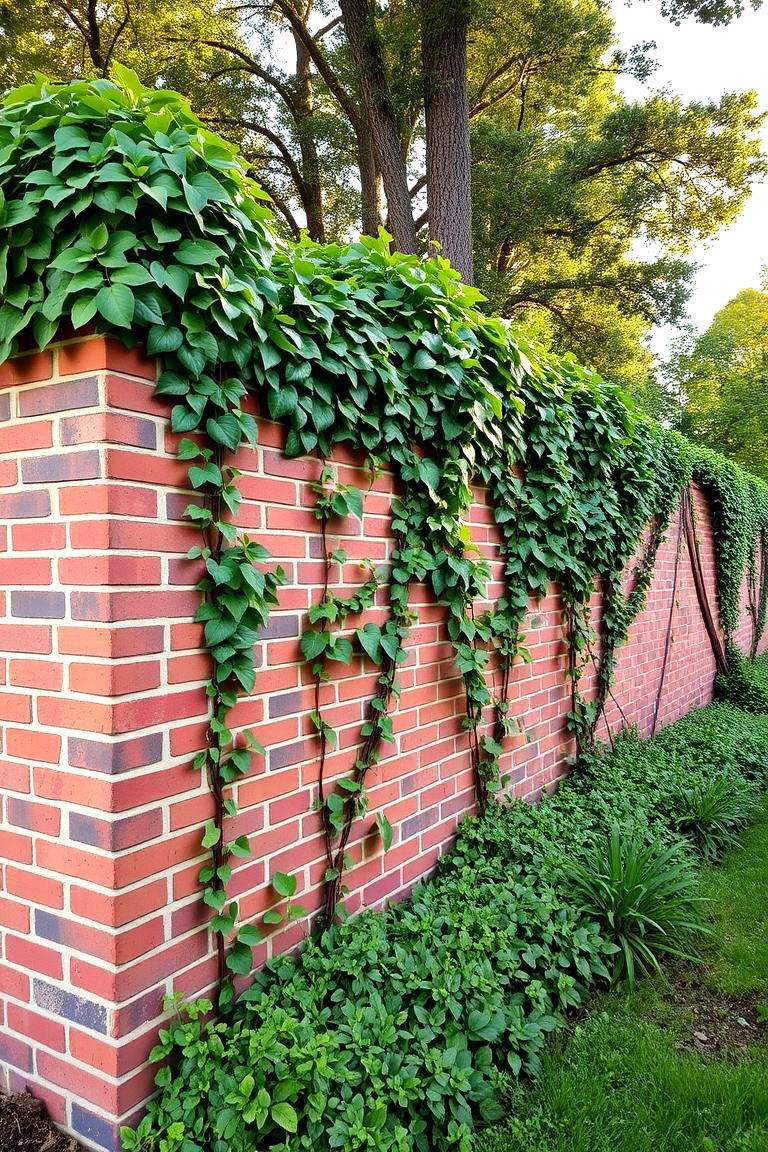 Brick Fence with Ivy Climbing - 24 Brick Fence Ideas