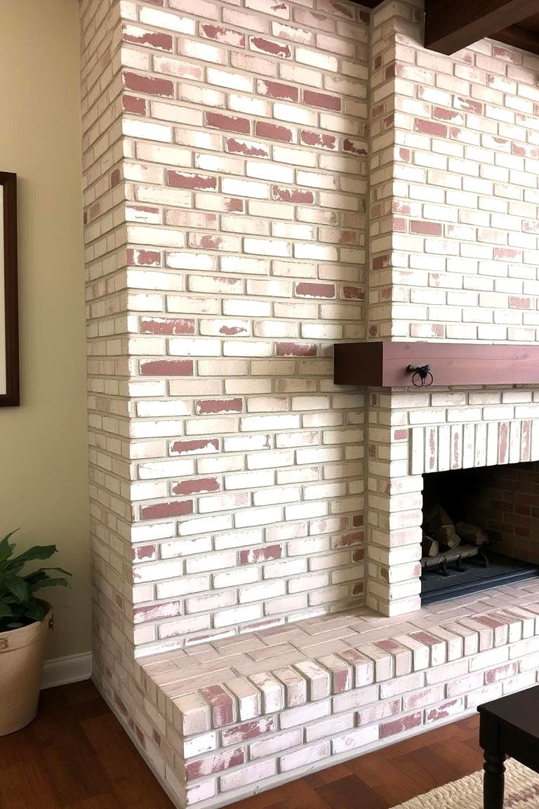 Brick Fireplace with Distressed Finish - 24 Rustic Fireplaces