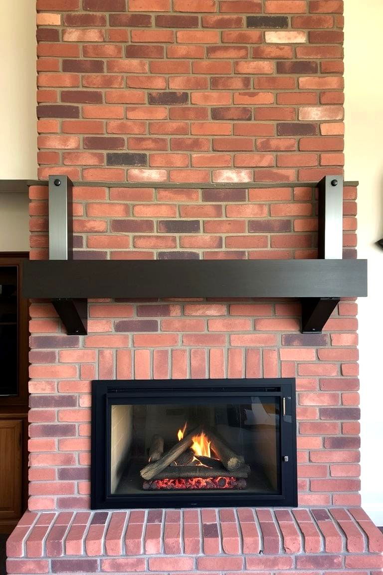 Brick Fireplace with Metal Accents - 24 French Country Fireplace Ideas