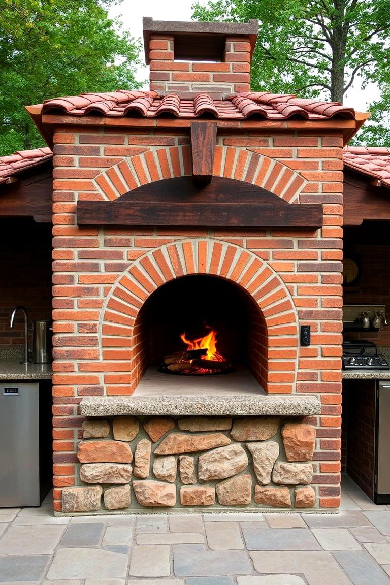 Brick Pizza Oven - 24 Rustic Outdoor Kitchen Ideas