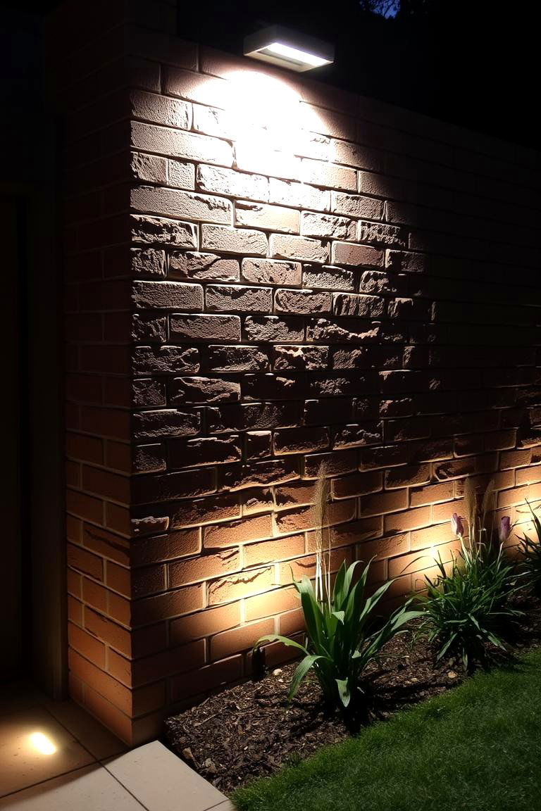 Brick Wall Accent Lights - 24 Fence Lighting Ideas