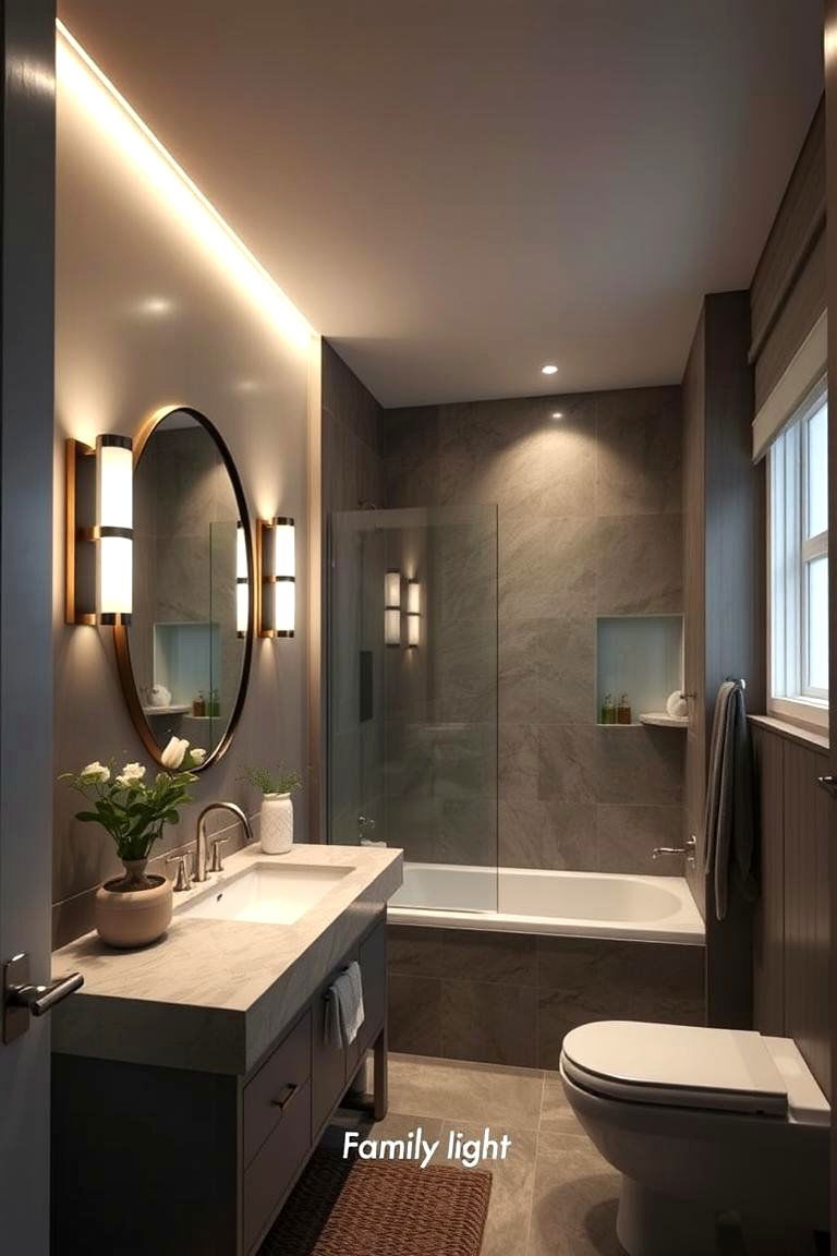 Bright Accent Lighting Fixtures - 24 Family Bathroom Ideas