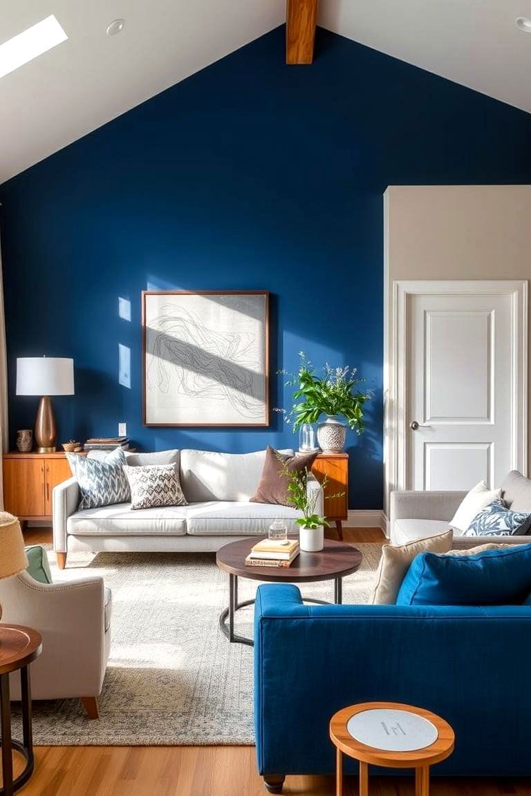 Bright Accent Walls - 24 Mid-Century Modern Living Room Ideas