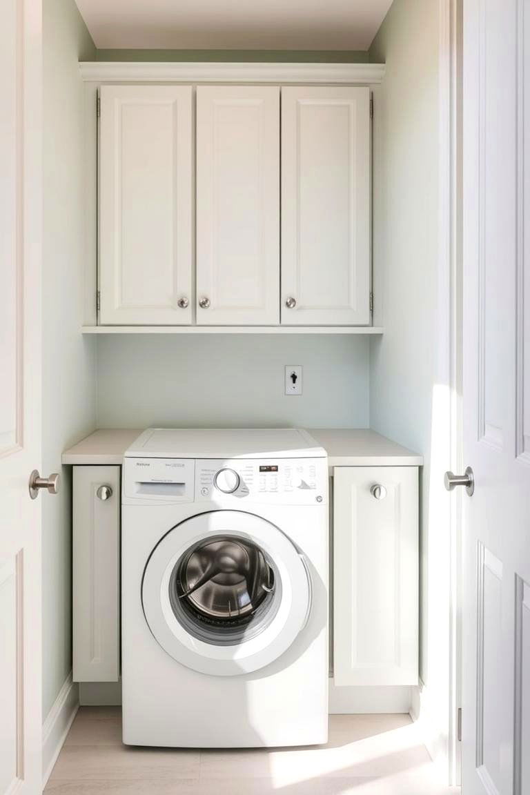 Bright Color Palette Light and Airy Vibe - 24 Small Laundry Room Ideas With a Top Load Washing Machine
