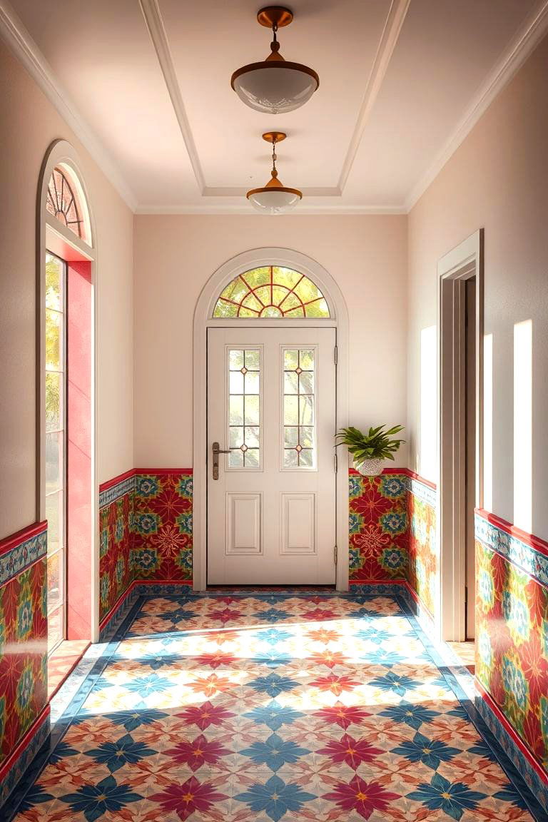 Bright Colorful Accent Tiles - 24 Small Entryway Tile Floor Ideas
