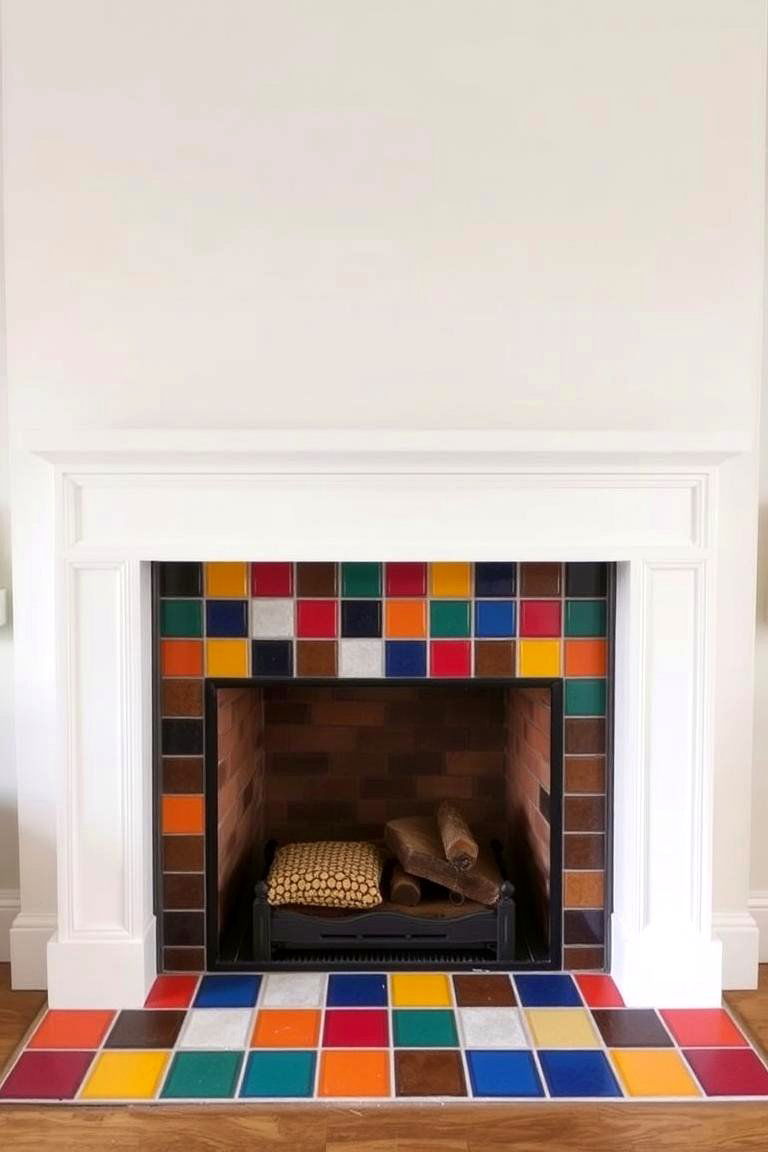 Bright Colorful Accent Tiles - 24 Farmhouse Fireplace Tile Ideas