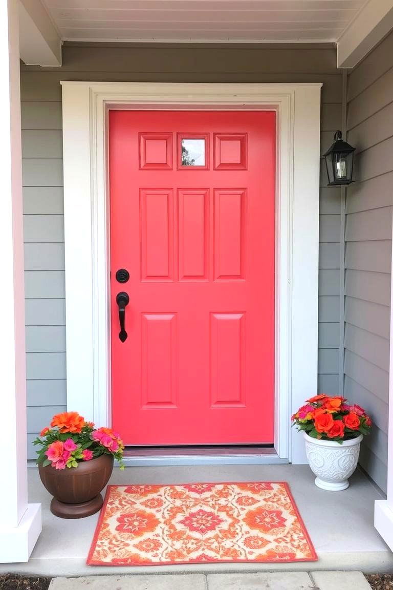 Bright Coral for a Warm Inviting Appeal - 24 Front Door Color Ideas