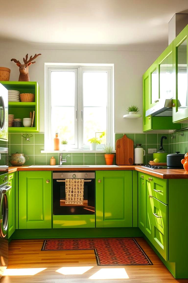 Bright Green for a Playful Energetic Feel - 24 Green Kitchen Cabinet Ideas