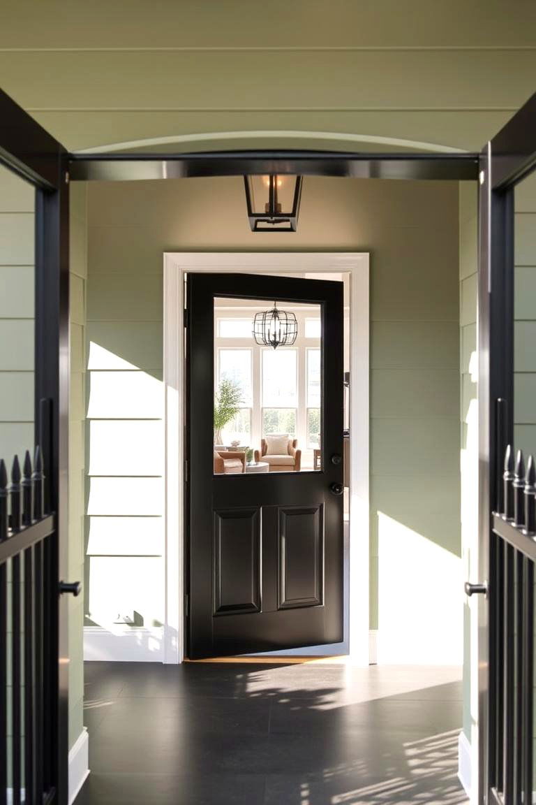 Bright Interior Accents - 24 Sage Green House With Black Door