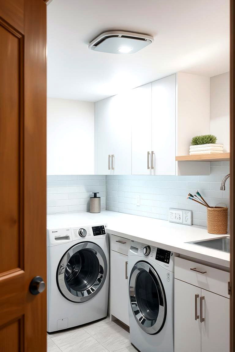 Bright LED Task Lighting - 24 Stackable Laundry Room Ideas