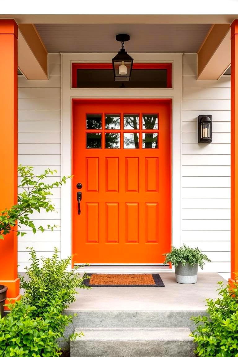 Bright Orange for an Energizing Pop of Color - 24 Front Door Color Ideas