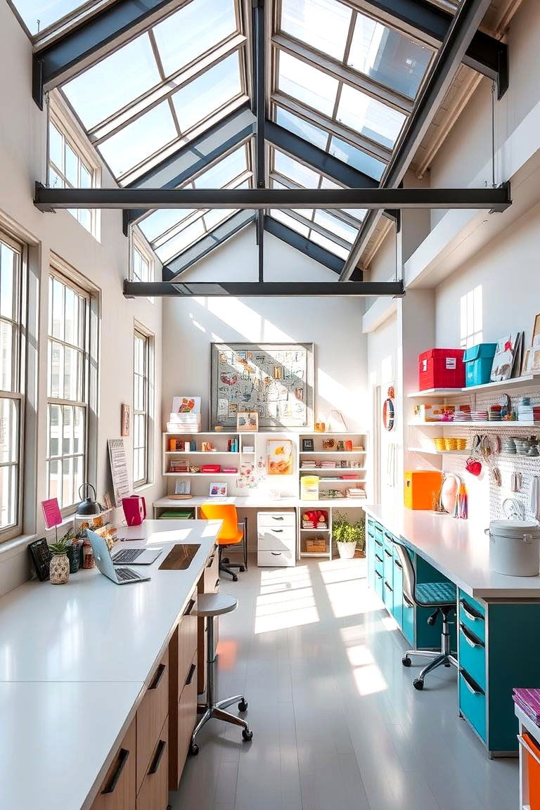 Bright Organized Craft Loft - 24 Craft Room Ideas