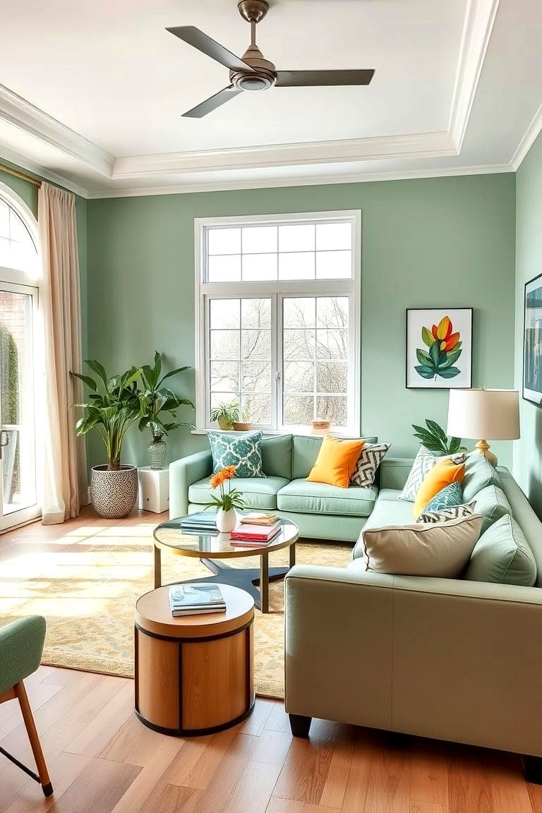 Bright Sage Infusion - 24 Sage Green Living Room Ideas
