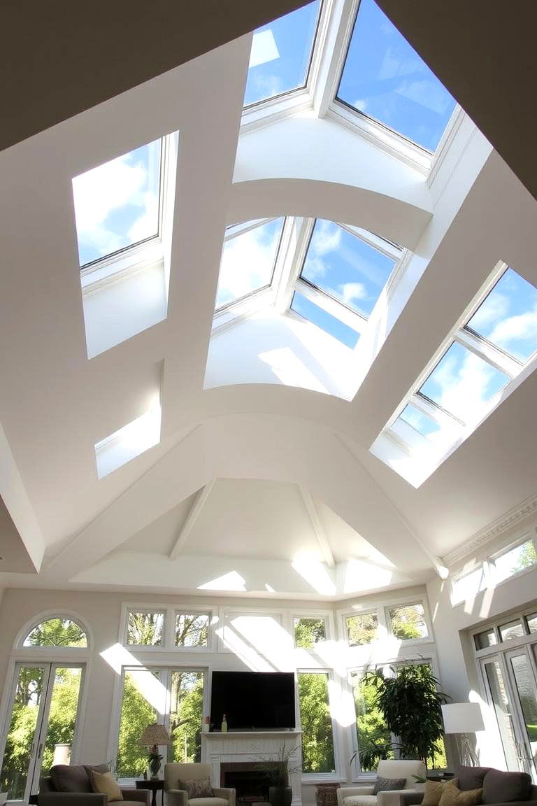 Bright Skylight Ceiling - 24 Living Room Ceiling Ideas