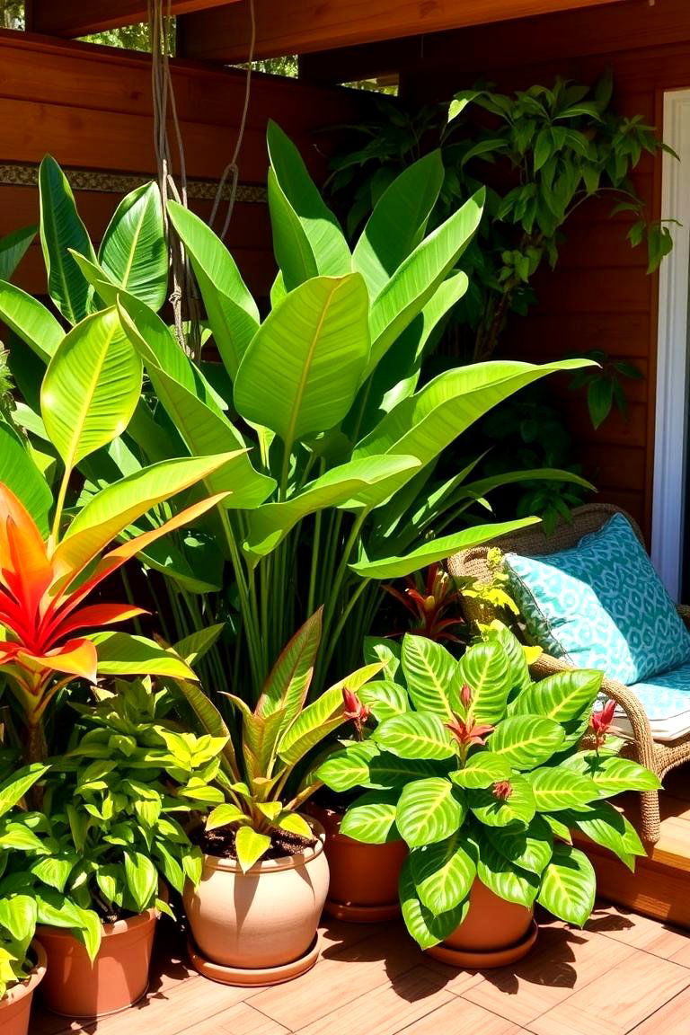 Bright Tropical Plant Corners - 24 Deck Decorating Ideas With Plants