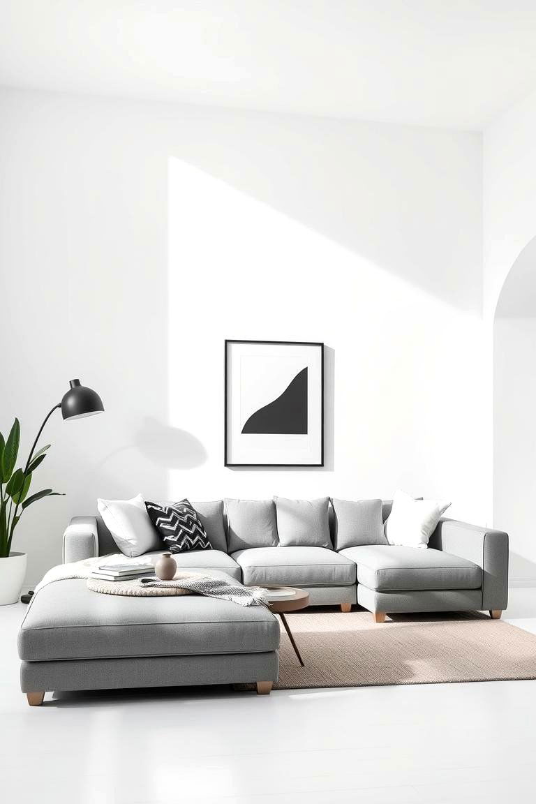 Bright White Contrast - 24 Grey Couch Living Room Ideas