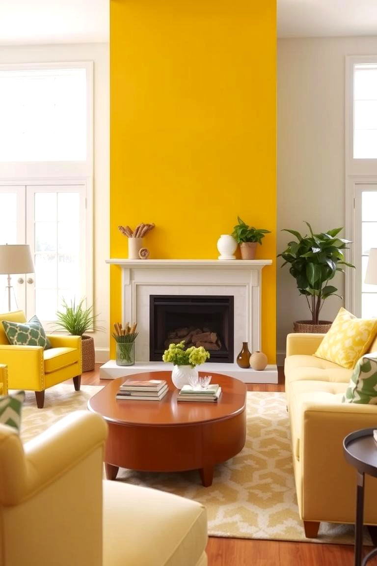 Bright Yellow Fireplace - 24 Fireplace Paint Ideas