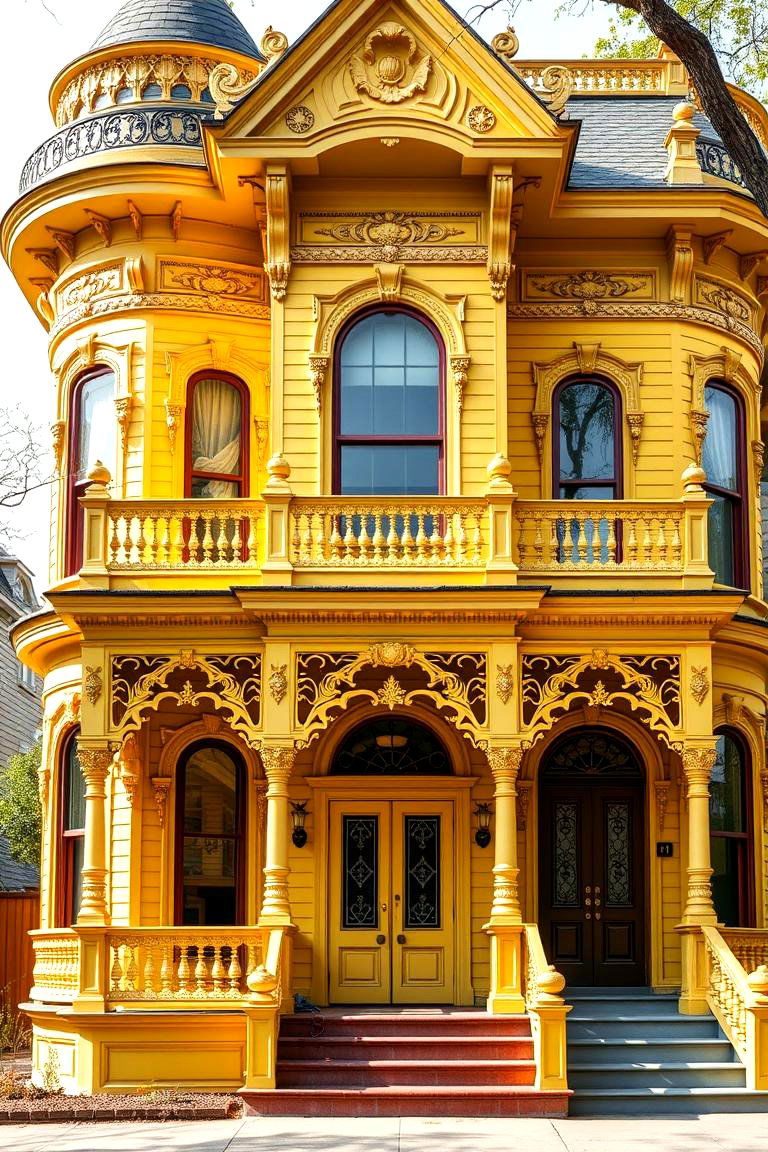 Bright Yellow Victorian with Ornate Details - 24 Yellow Exterior Home Ideas