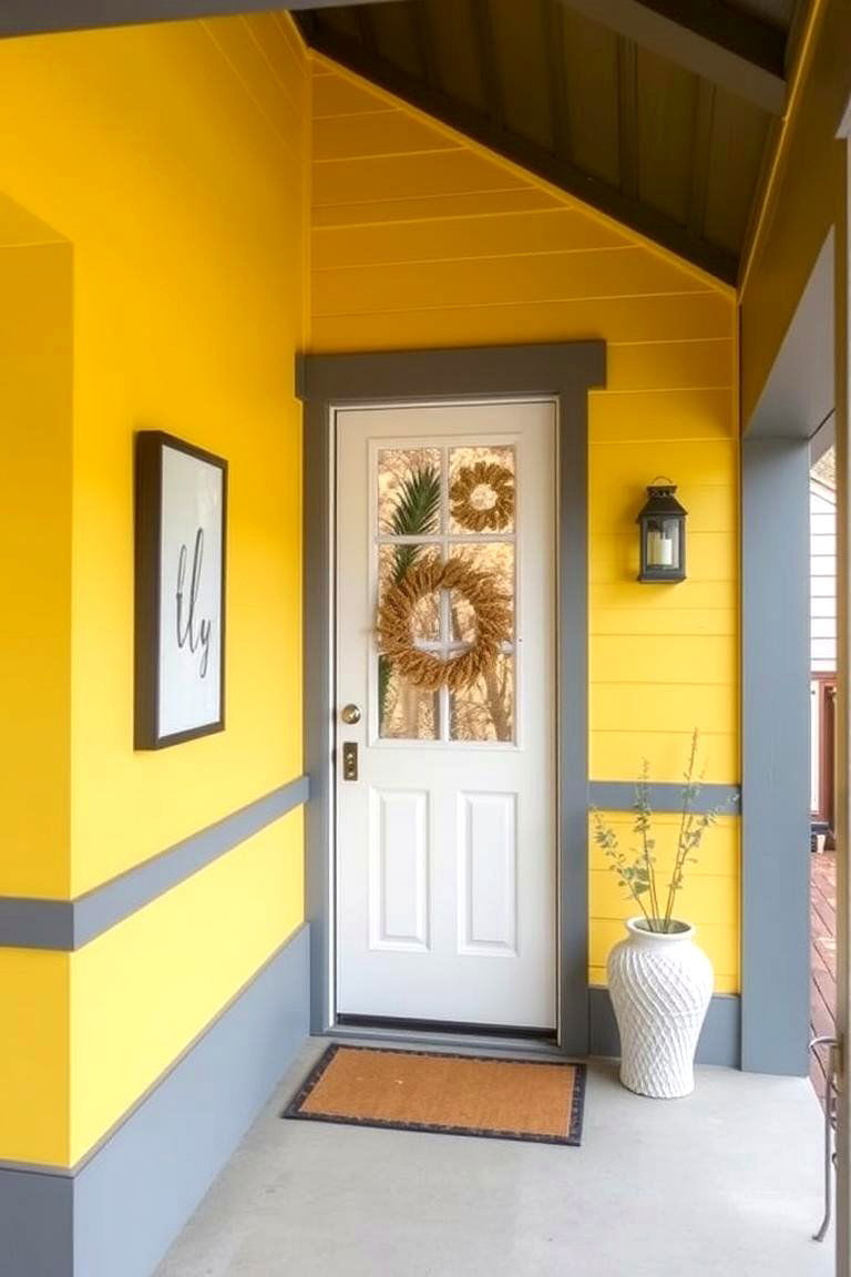 Bright Yellow and Gray - 24 Exterior Garage Door Trim Ideas