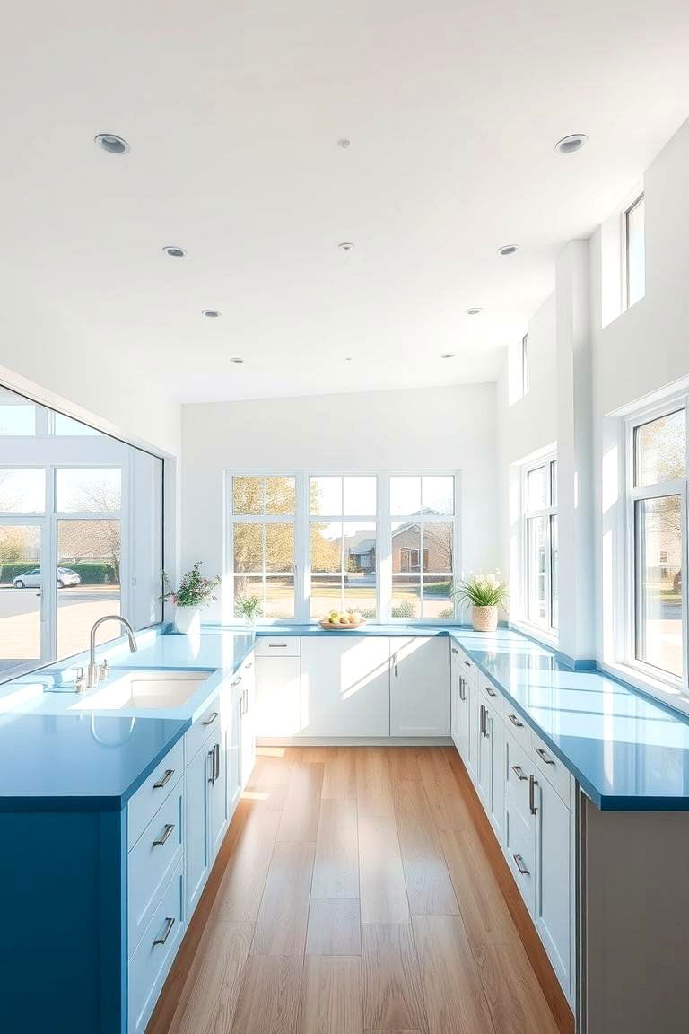 Bright and Airy - 24 kitchens with blue countertops