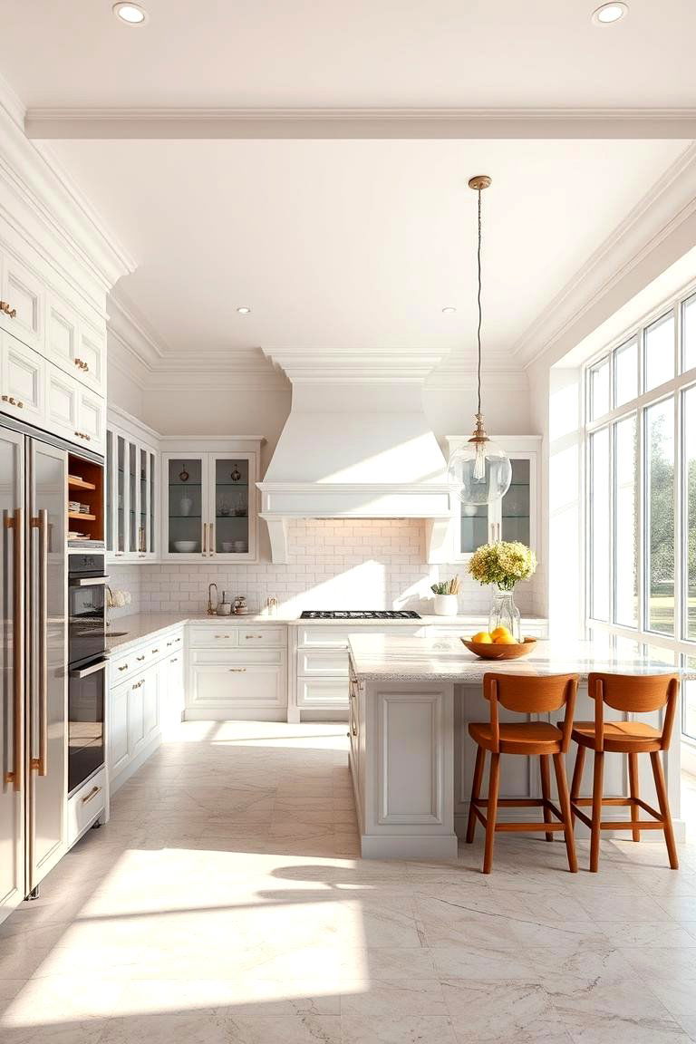 Bright and Airy Ambience - 24 Travertine Floor Kitchen Ideas