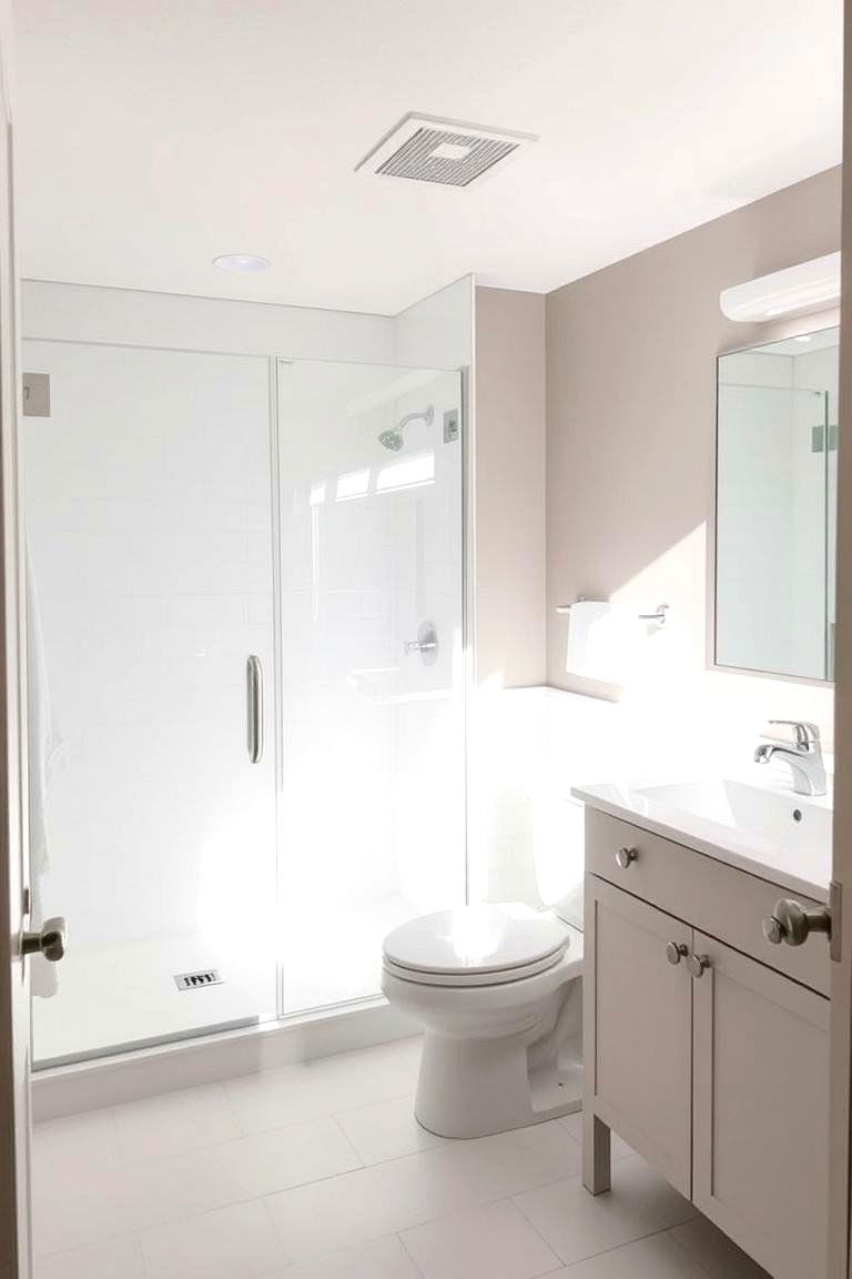 Bright and Airy Basement Bathroom - 24 Basement Bathroom Ideas