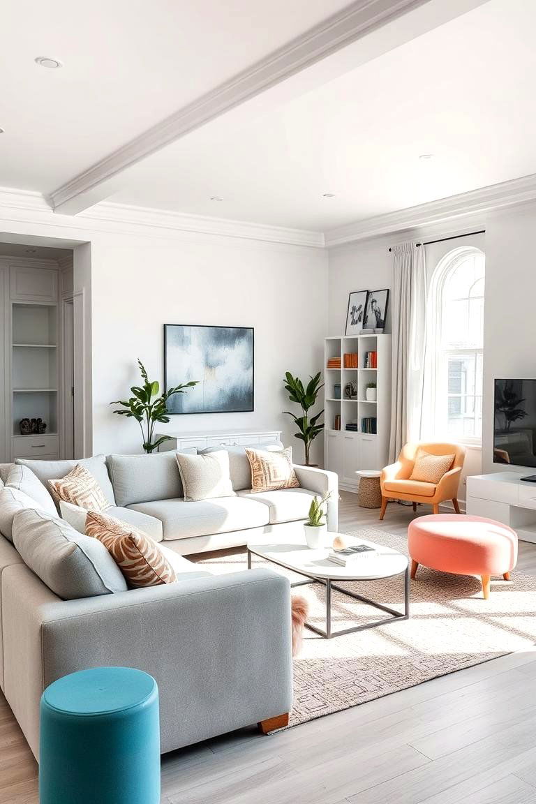 Bright and Airy with White Walls - 24 Modern Living Room Ideas