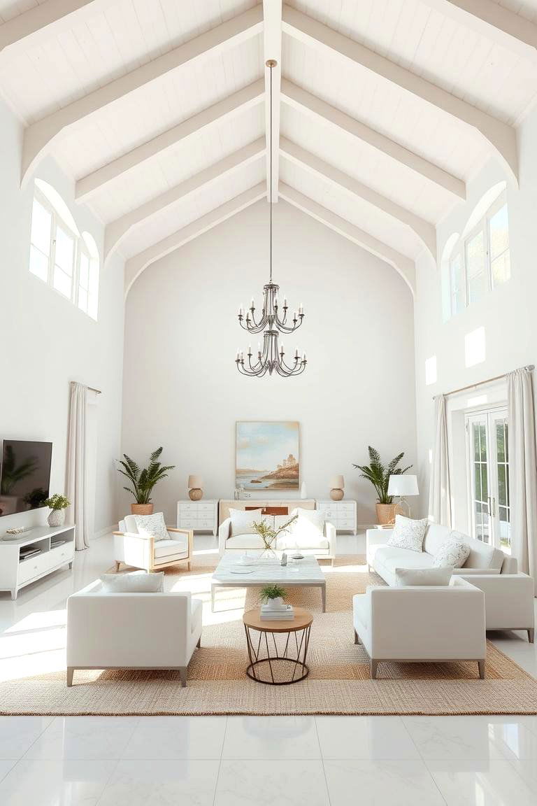 Bright and Airy with White and Pastels - 24 Open Concept Vaulted Ceiling Living Room Ideas