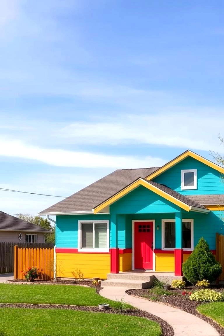 Bright and Bold Color Schemes - 24 1980s House Exterior Ideas