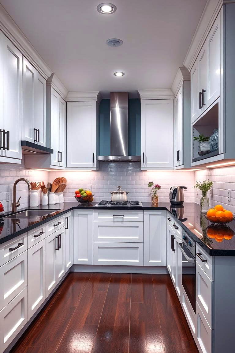 Bright and Bold Contrasts - 24 Kitchen With White Cabinets and Black Countertops Ideas