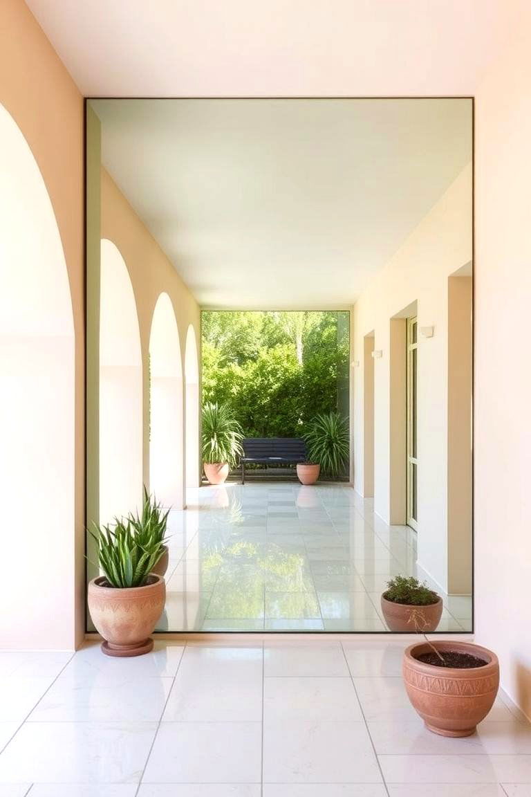 Bright and Spacious Mirror Wall - 24 Patio Wall Ideas