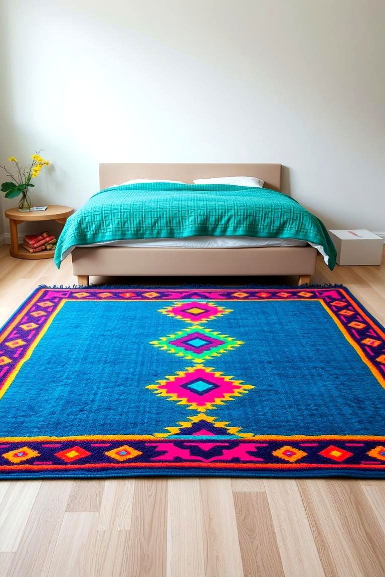 Brightly Colored Rugs - 24 90s Bedroom Decor Ideas